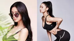 克拉拉穿瑜伽褲展示瑜伽動作，姿勢標準，身材曲線令人羨慕