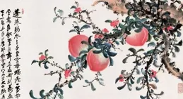 【競折蟠桃獻壽】——胡玉德老師國畫壽桃