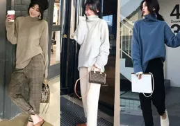 慵懶風毛衣配赫本風羊毛大衣，再添上一抹柔情