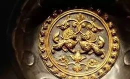 青花蓮紋鑲寶雙獅琉璃尊