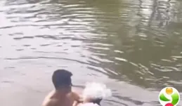 山東一丈夫帶妻子去池塘釣魚，結果魚未上鉤反而因為某種原因……