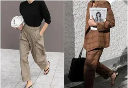 闊腿褲+涼鞋，太時髦了