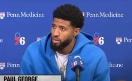 1月11日76人不敵鵜鶘賽後新聞釋出會保羅·喬治采訪動態