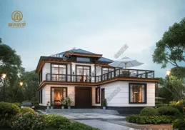 二層精致美宅，融合傳統元素，在綠意中勾勒理想居所